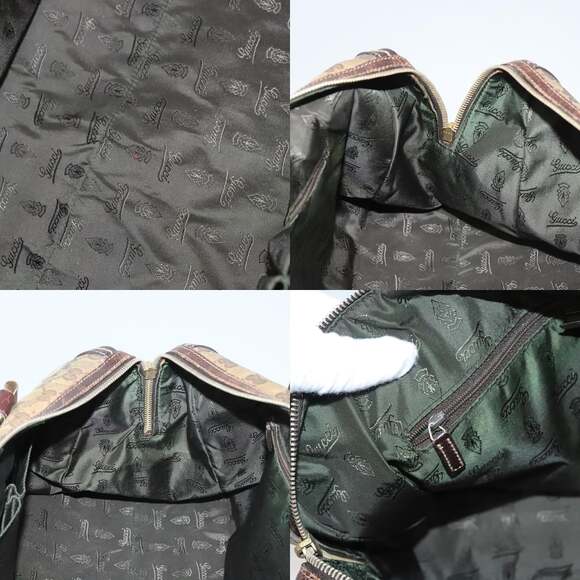 GUCCI GG Crystal Shoulder Bag Coated Canvas Brown Gold - Picture 12 of 13